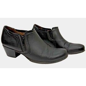 Natural Soul Kasta Booties 8.5 Black Faux Leather Boot Zip Block Heel Urban Wear